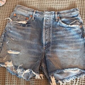 Agolde Dee short Super High Rise Blue Distressed Denim Shorts